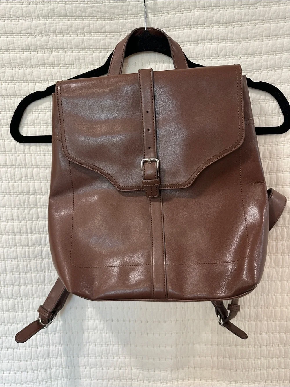 Clarks Brown Faux Leather Backpack with Magnet Buckle Front